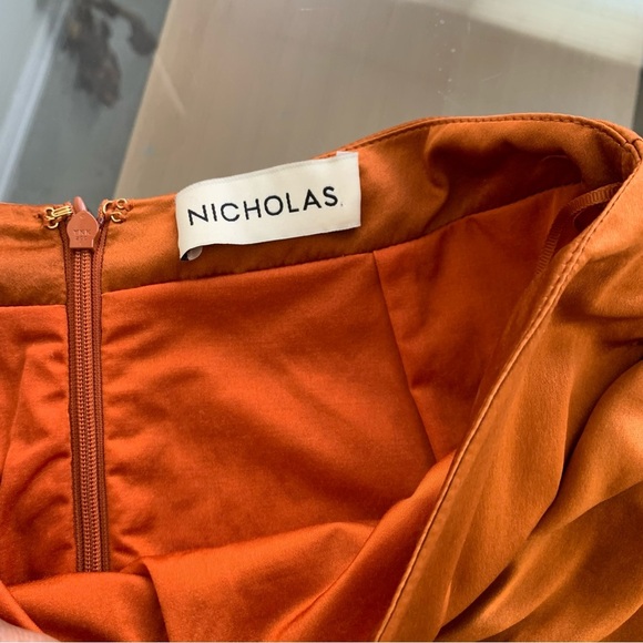 NICHOLAS ORANGE SILK MIDI SKIRT - Picture 13 of 16